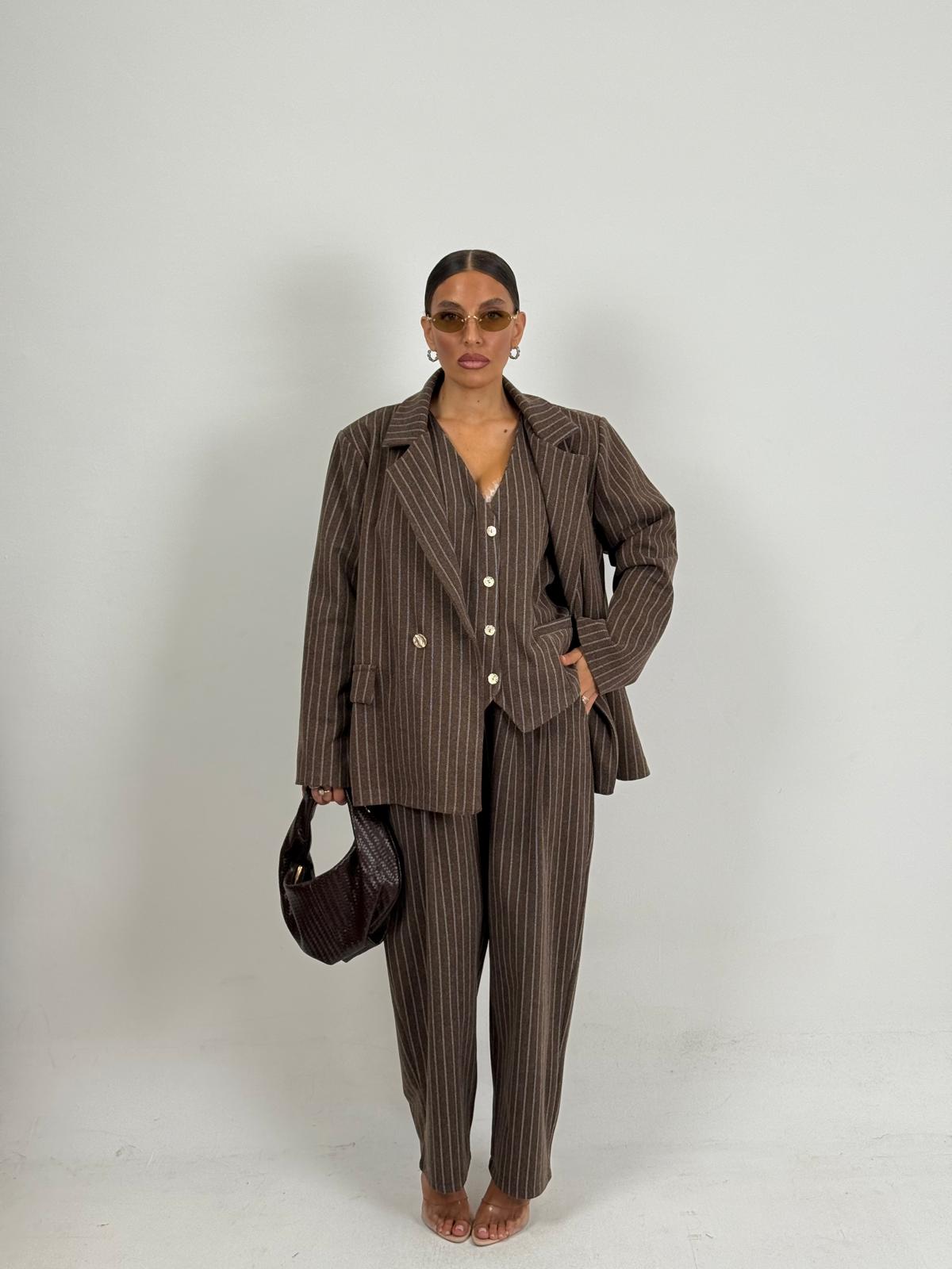 Tailleur LINA - Completo tre pezzi,giacca gilet e pantalone gessato