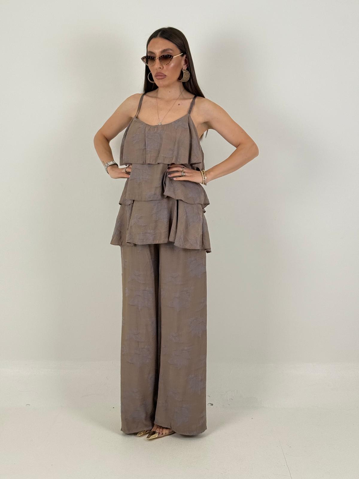 Cordset ELISA - Completo blusa con rouche e pantalone