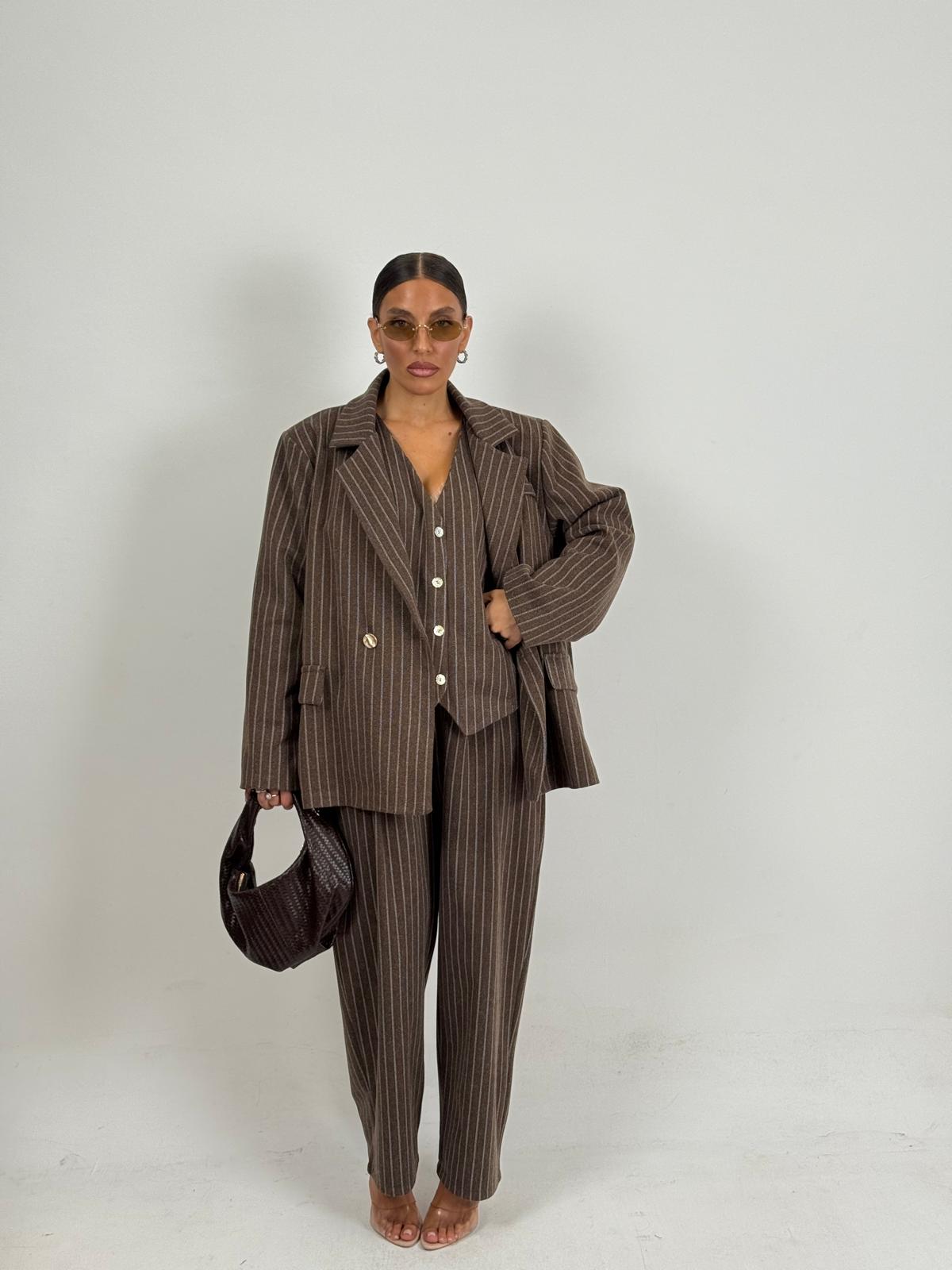 Tailleur LINA - Completo tre pezzi,giacca gilet e pantalone gessato