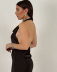 Abito LEILA - Abito lungo effetto seta con schiena nuda