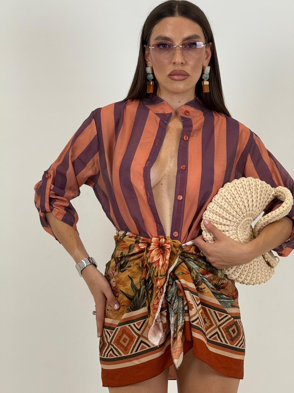 Camicia a righe SALMONE&amp;PRUGNA