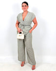 CURVY Cordset PINK - completo composto da blusa con fiocco in vita e pantalone palazzo LOW - COST