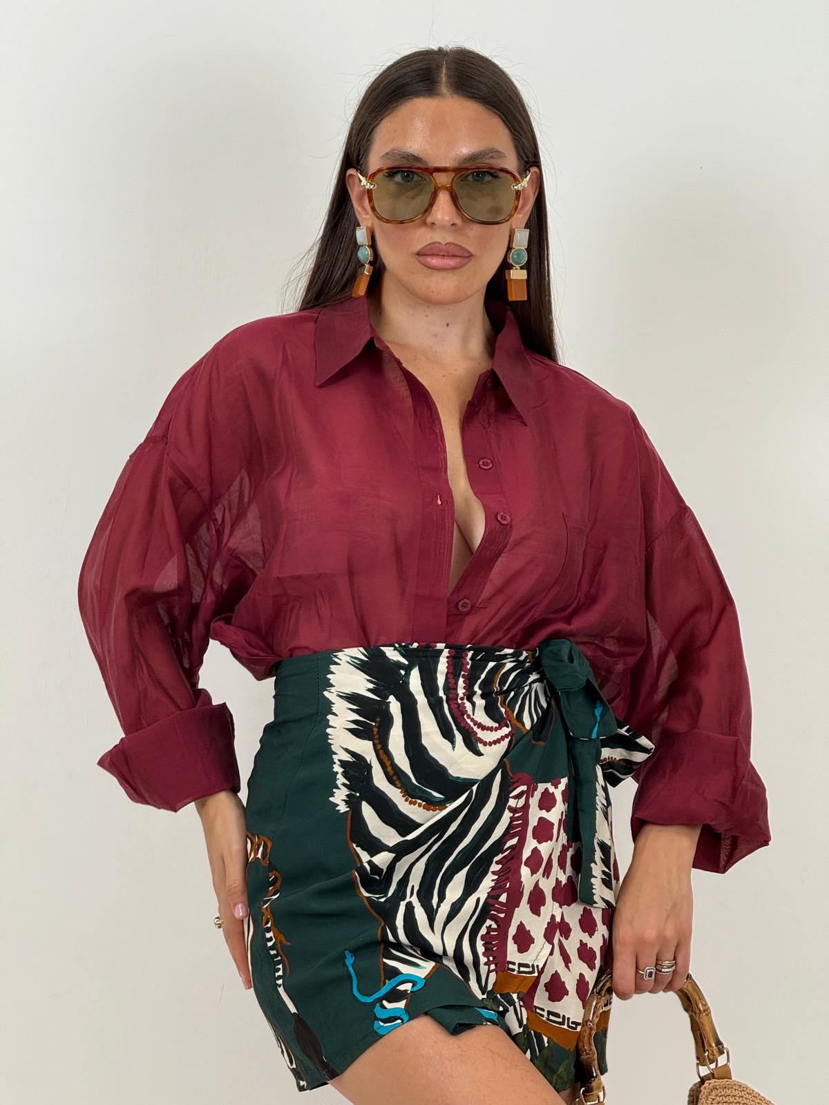 Camicia velata bordeaux