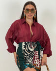 Camicia velata bordeaux