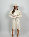 Cordset SARIKA - Completo giacca con cintura e pantalone in ecopelle