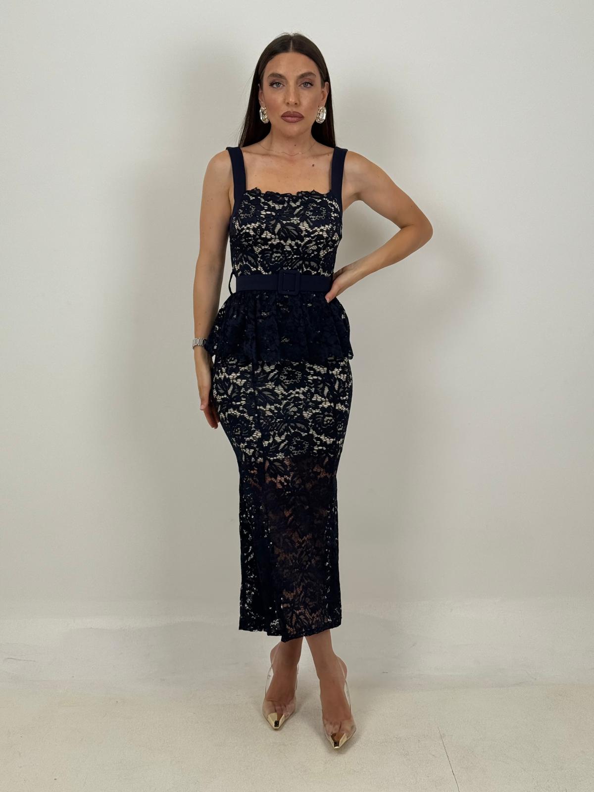 Abito YAREN - abito longuette in pizzo con balza nel punto vita e cintura rimovibile - abito in pizzo Limited Edition