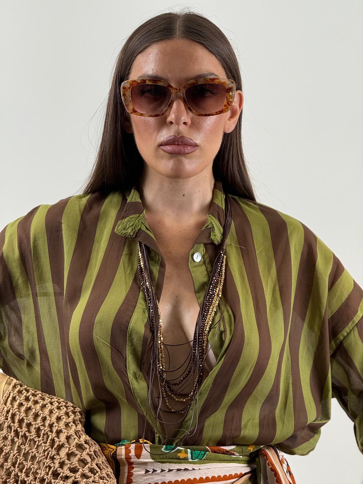 Camicia a righe VERDE&amp;MARRONE