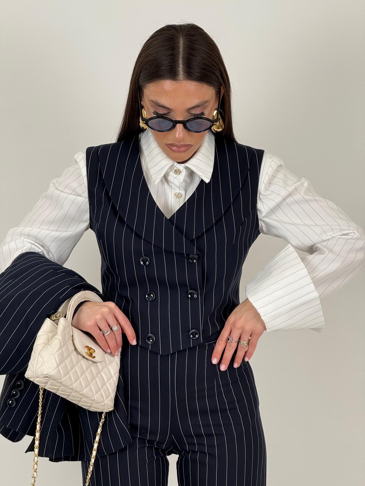 Tailleur Swami - Tailleur sartoriale tre pezzi top giacca e pantalone gessato