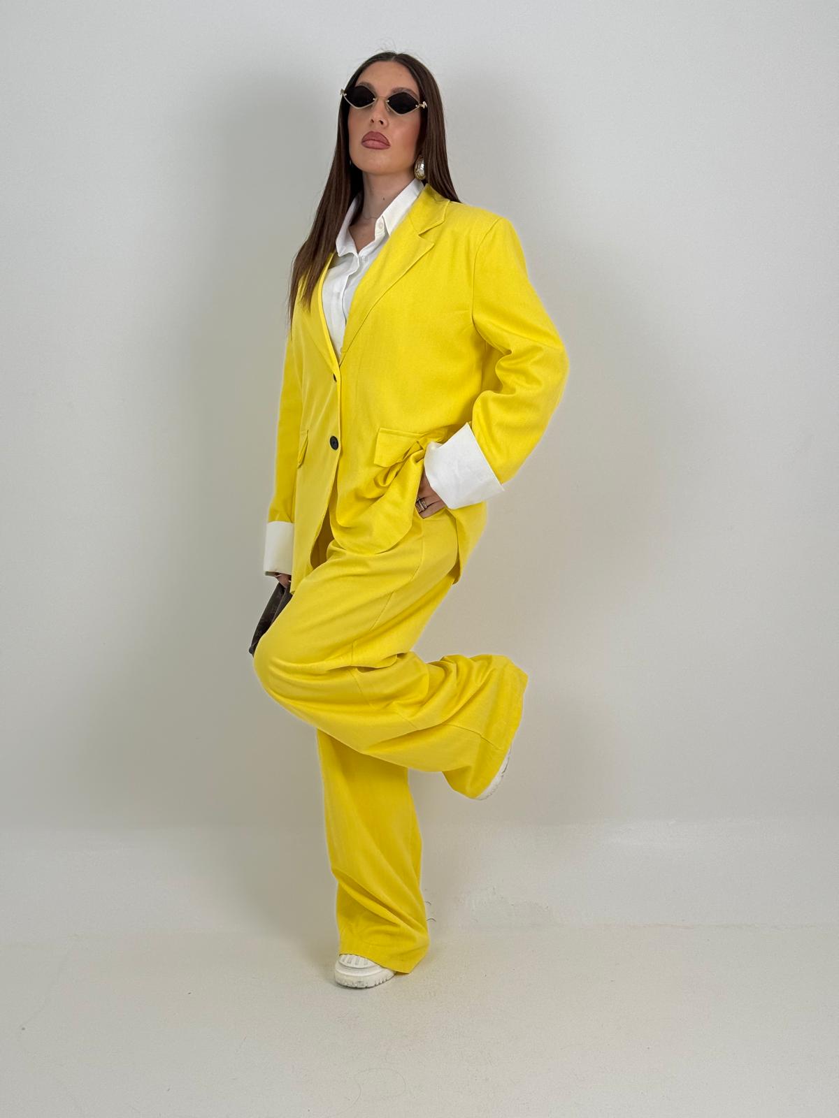 Tailleur MAIRA - Completo gessato con giacca con polso in finta camicia e pantalone