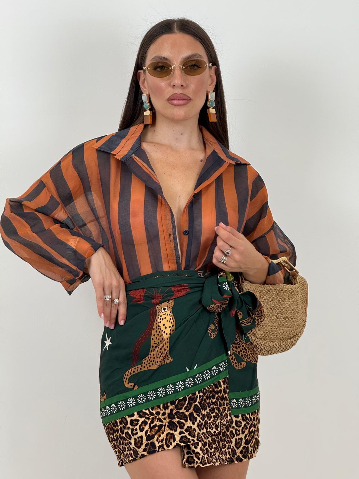 Camicia a righe MARRONE&amp;ARANCIONE