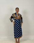 Cordset TIGER BLU - completo gonna pareo e camicia