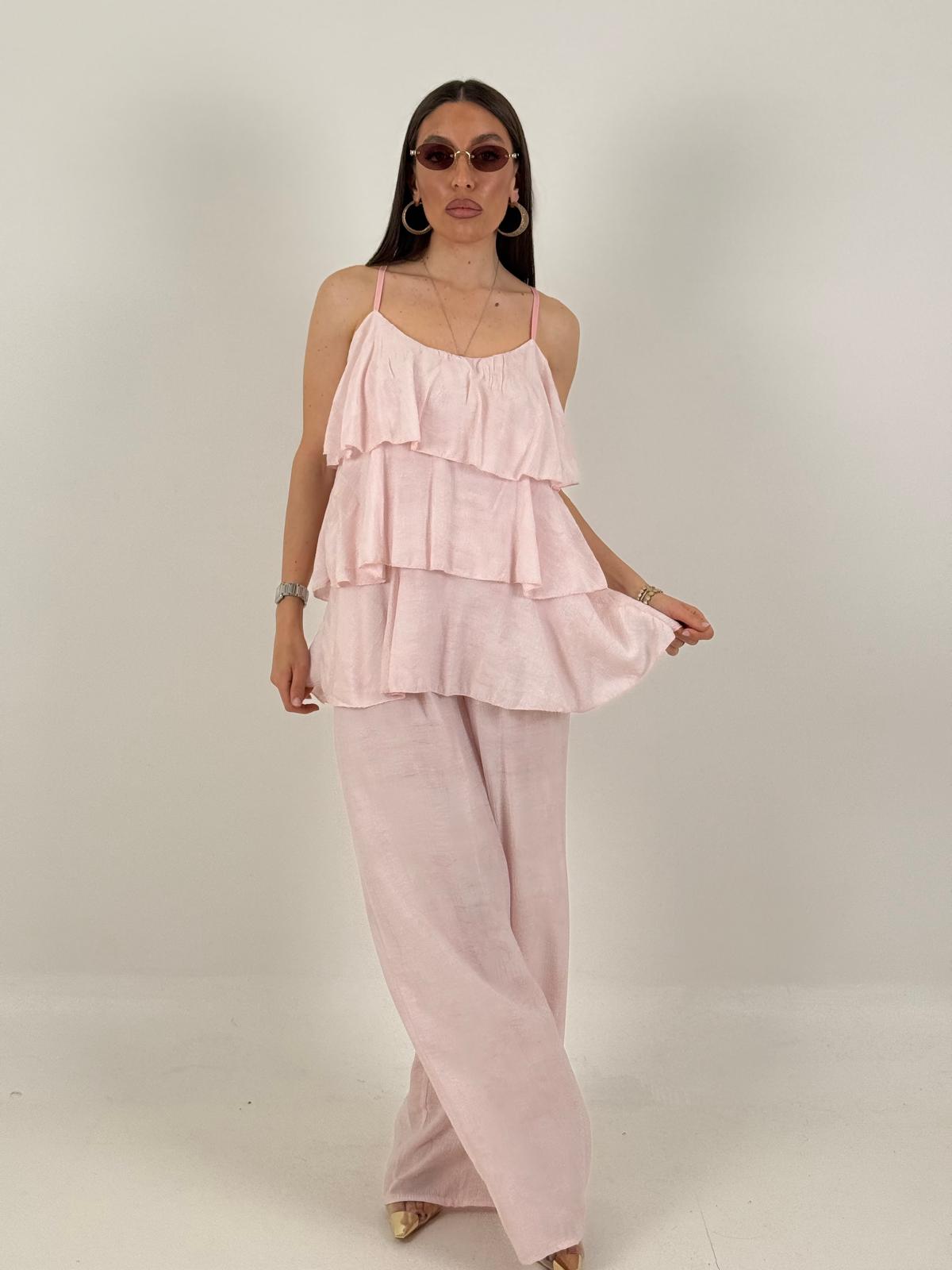 Cordset ELISA - Completo blusa con rouche e pantalone