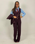 Tailleur DEMETRA - Completo sartoriale 3 pezzi - Panciotto, pantalone palazzo e Giacca doppiopetto con bottoni dorati