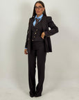 Tailleur DEMETRA - Completo sartoriale 3 pezzi - Panciotto, pantalone palazzo e Giacca doppiopetto con bottoni dorati