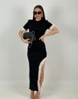 Abito GRACE - Abito lungo con piume- preordine 6-7 giorni