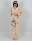 Tailleur CLELIA - COMPLETO tre pezzi giacca con cintura ,top e pantalone in pizzo