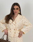 SALDO Tailleur FRIDA - Completo giacca corta con pantalone palazzo interamente in pizzo