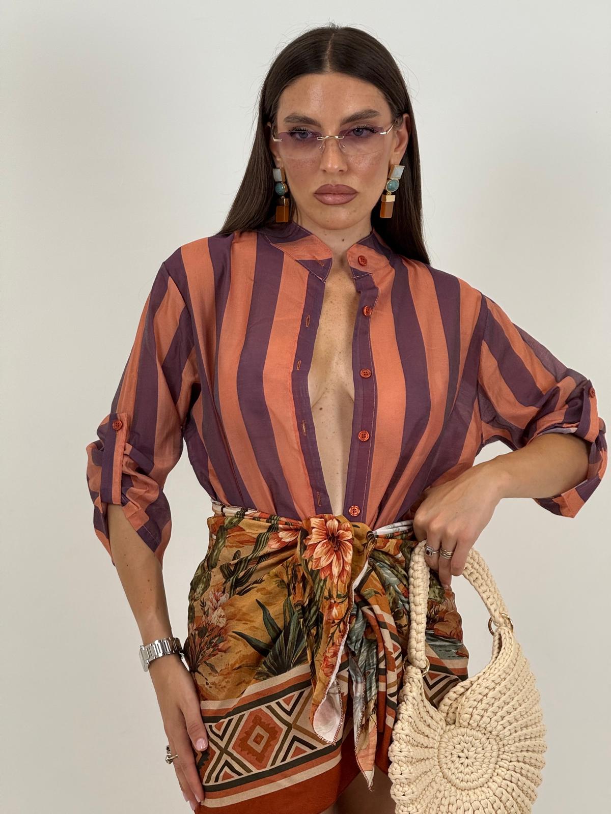 Camicia a righe SALMONE&amp;PRUGNA