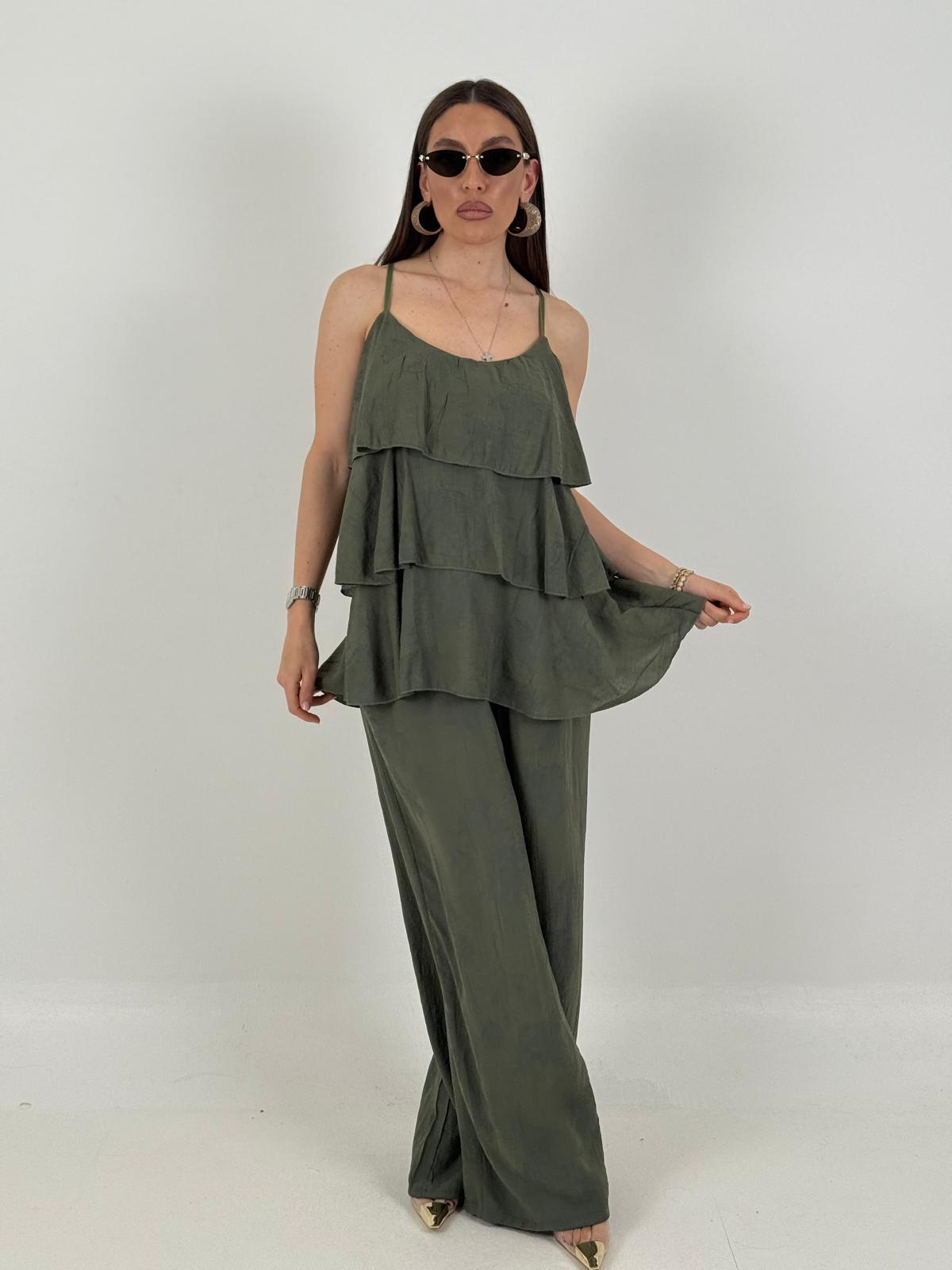 Cordset ELISA - Completo blusa con rouche e pantalone