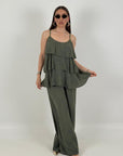 Cordset ELISA - Completo blusa con rouche e pantalone