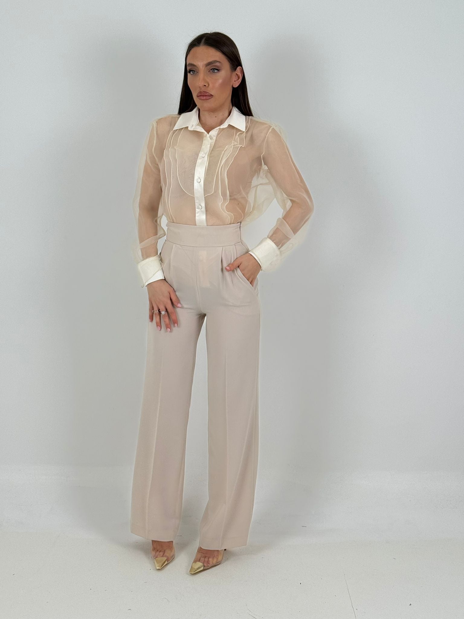 Pantalone JOY - pantalone sartoriale  vita alta