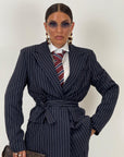 Tailleur ENRICA - COMPLETO GIACCA CON CINTURA E PANTALONE GESSATO