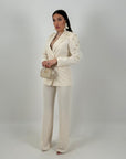 Tailleur ALBA - Tailleur sartoriale composto da giacca con Swarovski e piume e pantalone