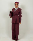 Tailleur ENRICA - COMPLETO GIACCA CON CINTURA E PANTALONE GESSATO