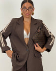 SALDO Tailleur BARCELLONA - giacca over con pantalone palazzo con riga laterale