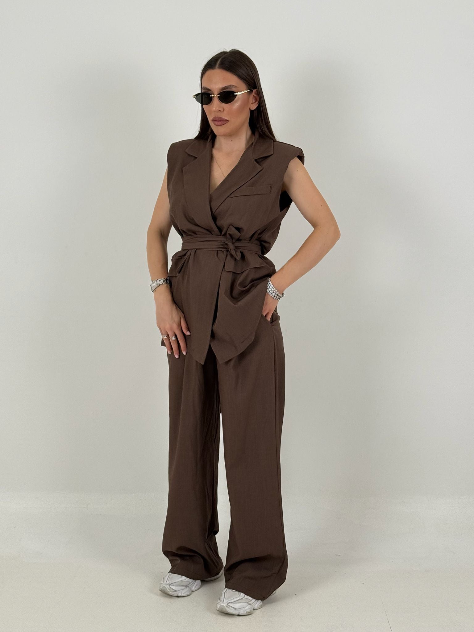 Tailleur ESTER - Completo gilet con cintura e pantalone