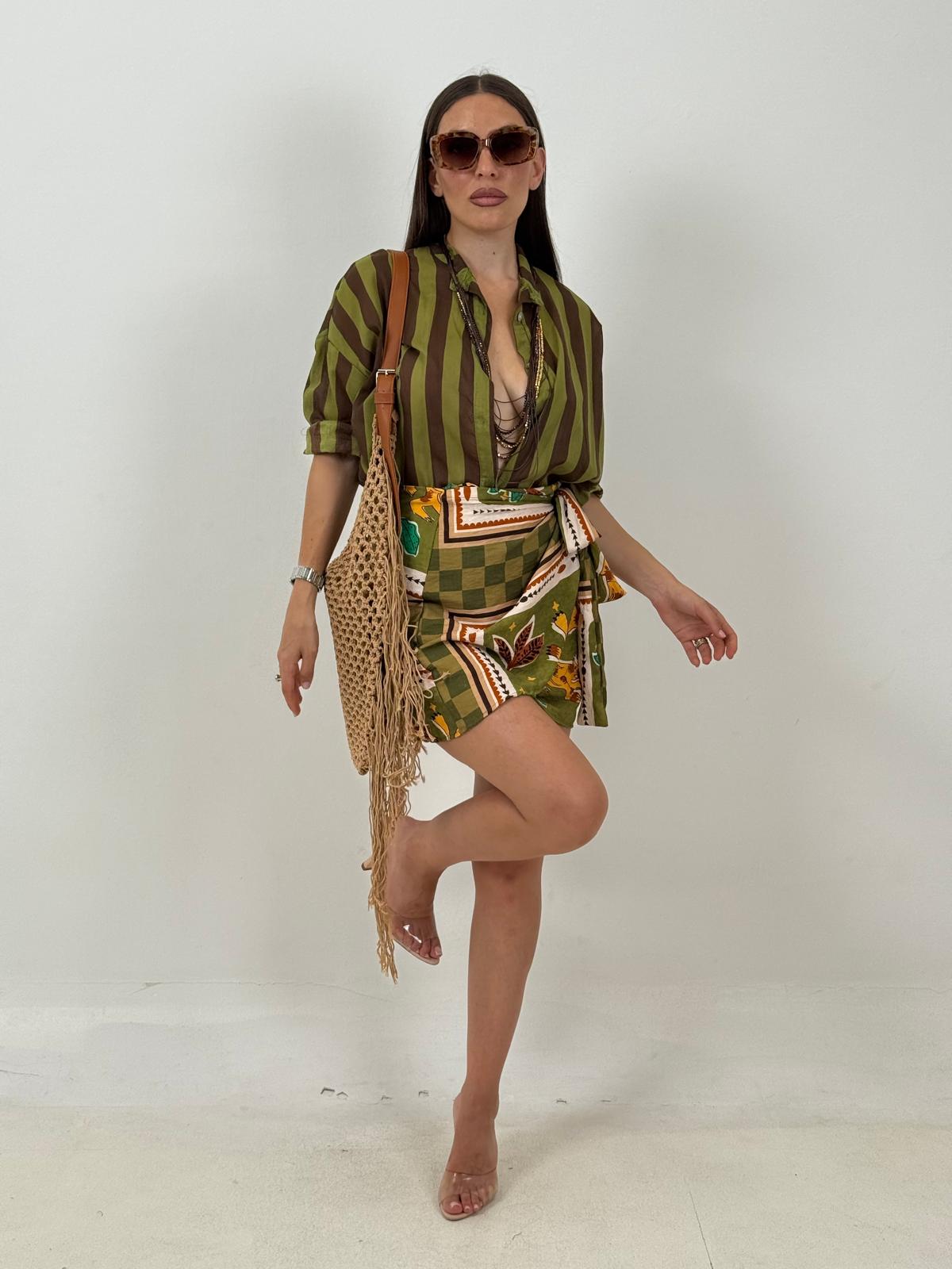 Gonna pareo SCACCHI VERDE MILITARE