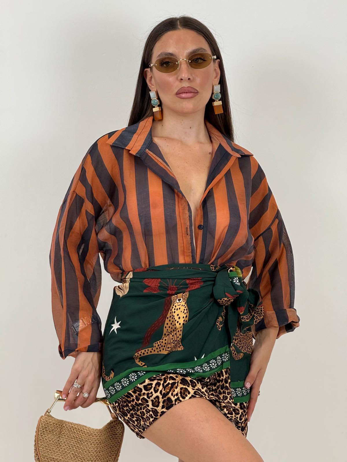 Camicia a righe MARRONE&amp;ARANCIONE