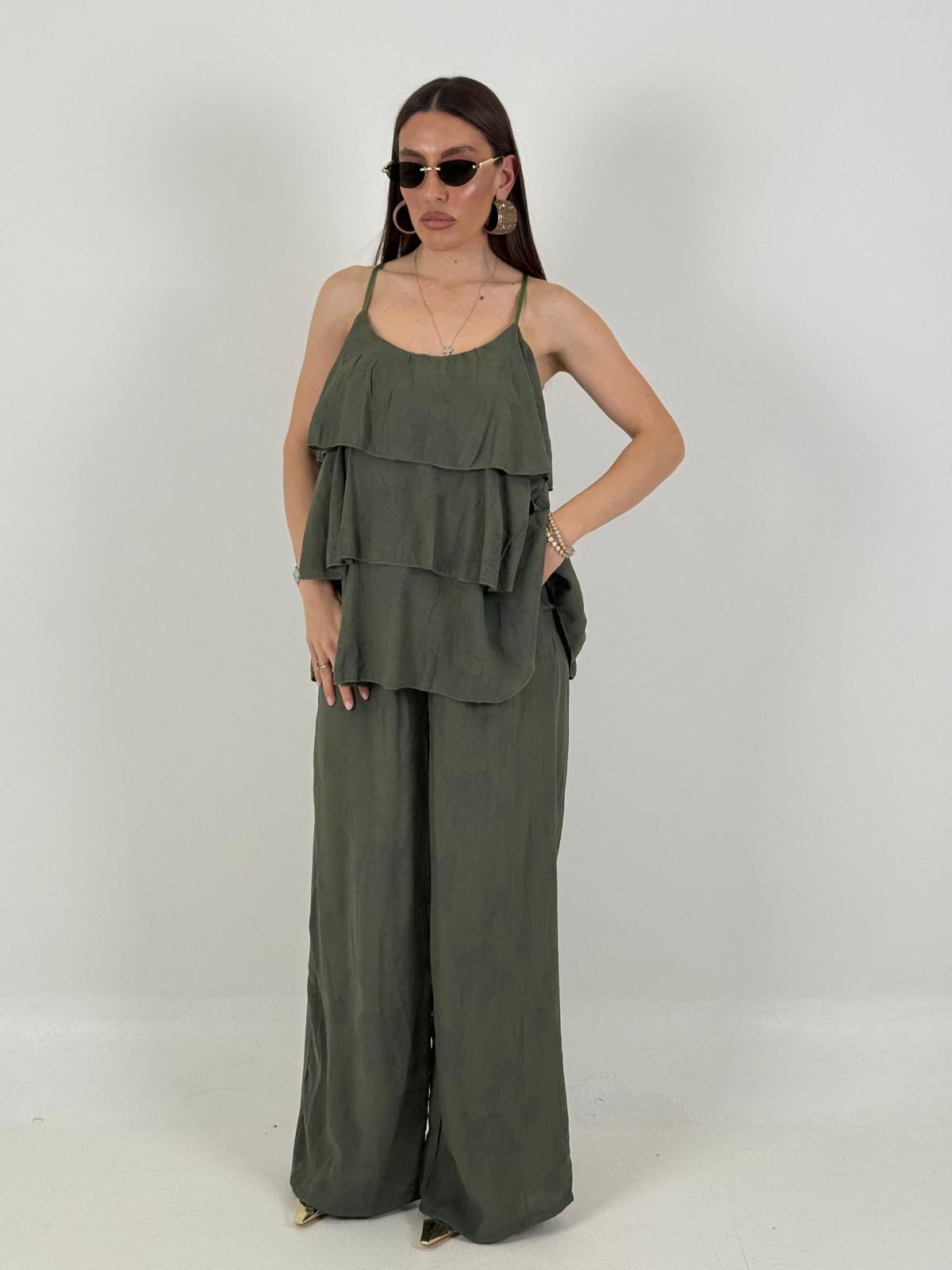 Cordset ELISA - Completo blusa con rouche e pantalone