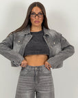 Cordset SWAROVSKI - Completo in denim con brillantini,giacca e pantalone