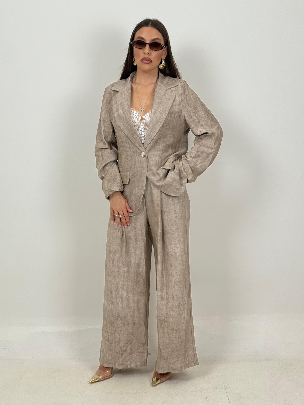 Tailleur CHIARA - Completo effetto lino con giacca monopetto e pantalone