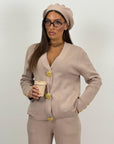 Cordset NELLY - Completo con blusa con mega bottoni dorati e pantalone