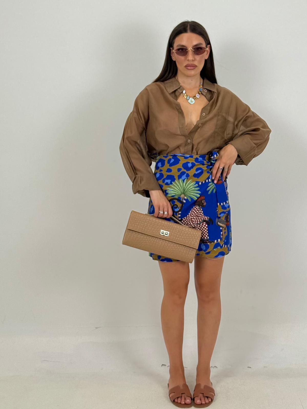 Gonna pareo LEOPARD BLU