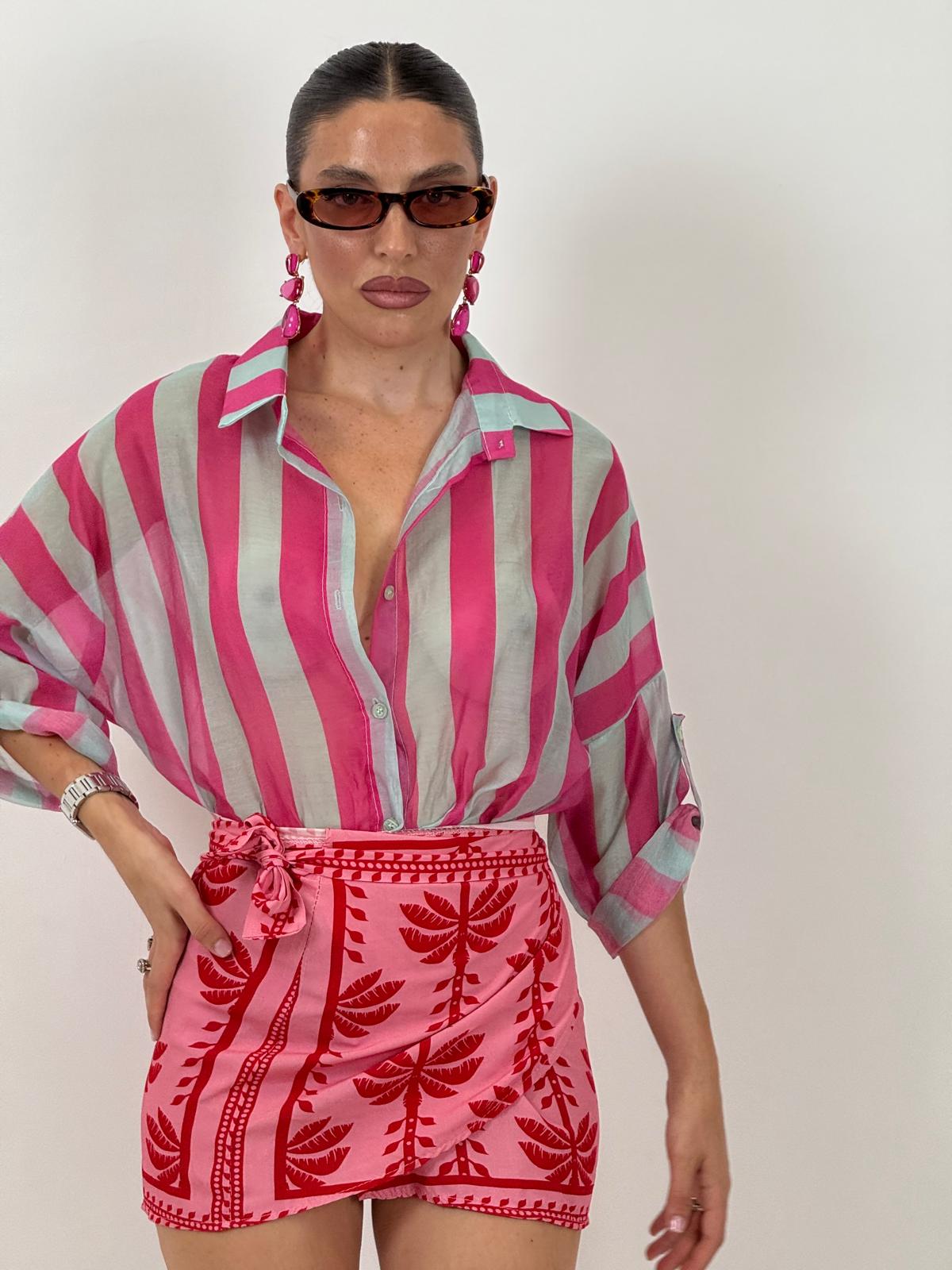 Camicia a righe FUCSIA &amp; TURCHESE