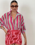 Camicia a righe FUCSIA & TURCHESE