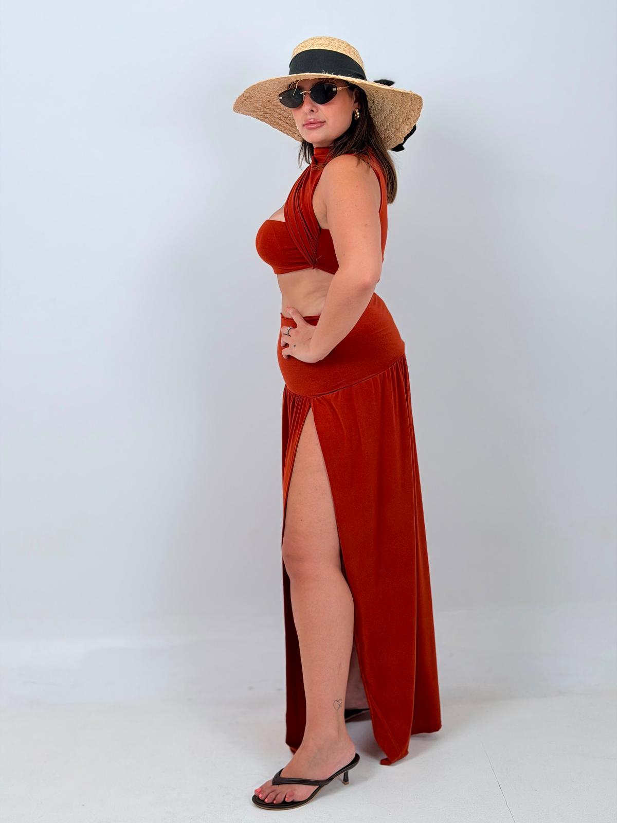 CURVY Cordset TROPEA - COMPLETO TOP E GONNA CON SPACCO