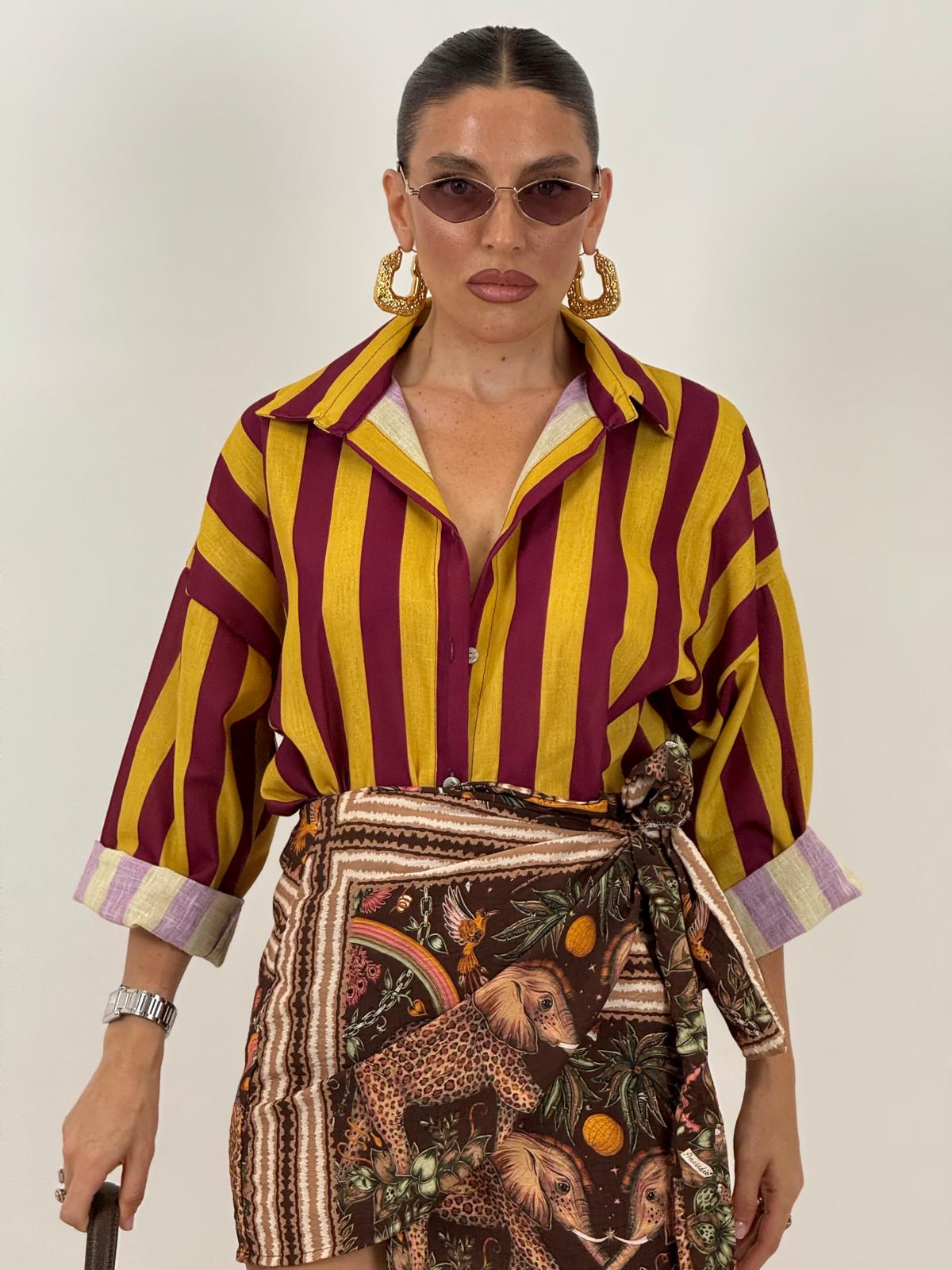 Camicia a righe GIALLO&amp; BORDEAUX