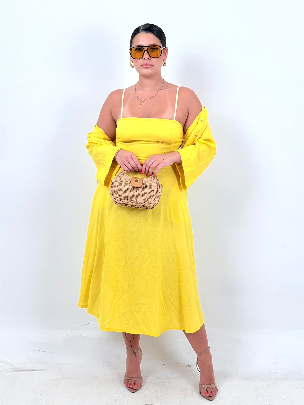 CURVY Cordset ISCHIA - completo composto da vestito longuette e camicia