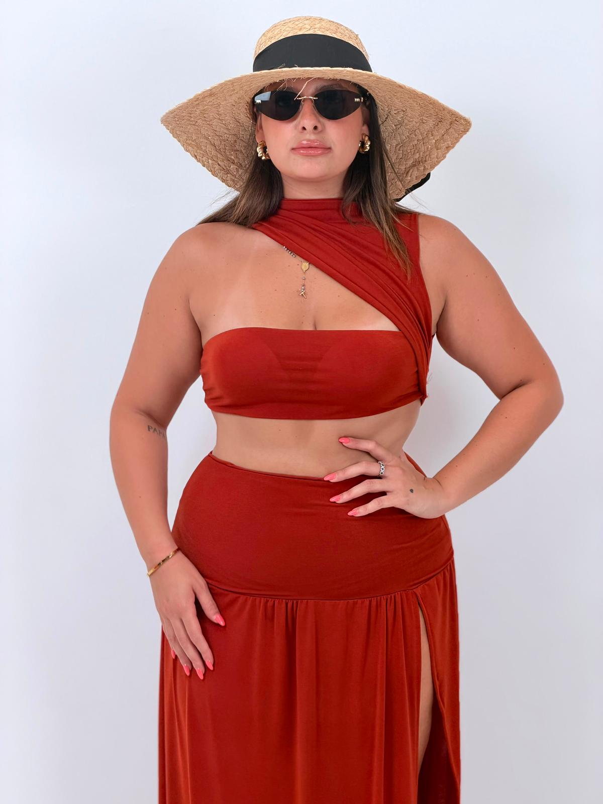 CURVY Cordset TROPEA - COMPLETO TOP E GONNA CON SPACCO