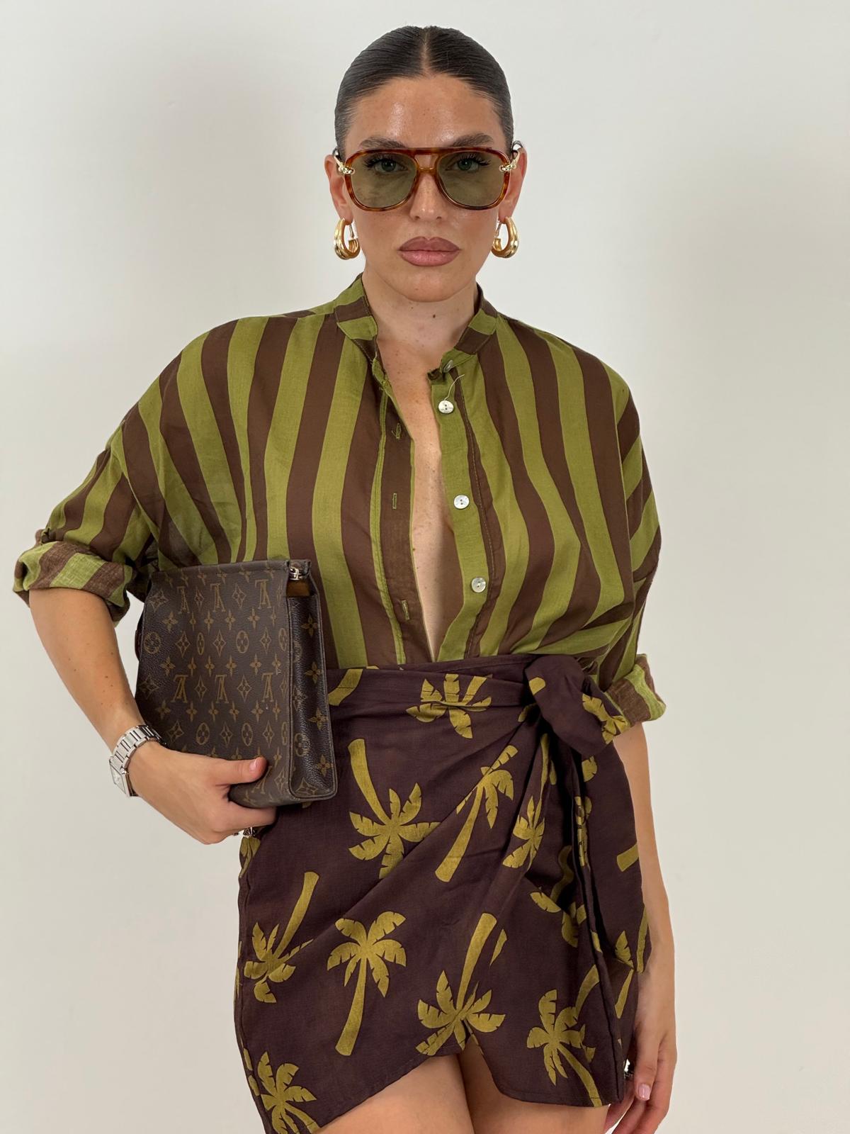 Camicia a righe MARRONE&amp;VERDE