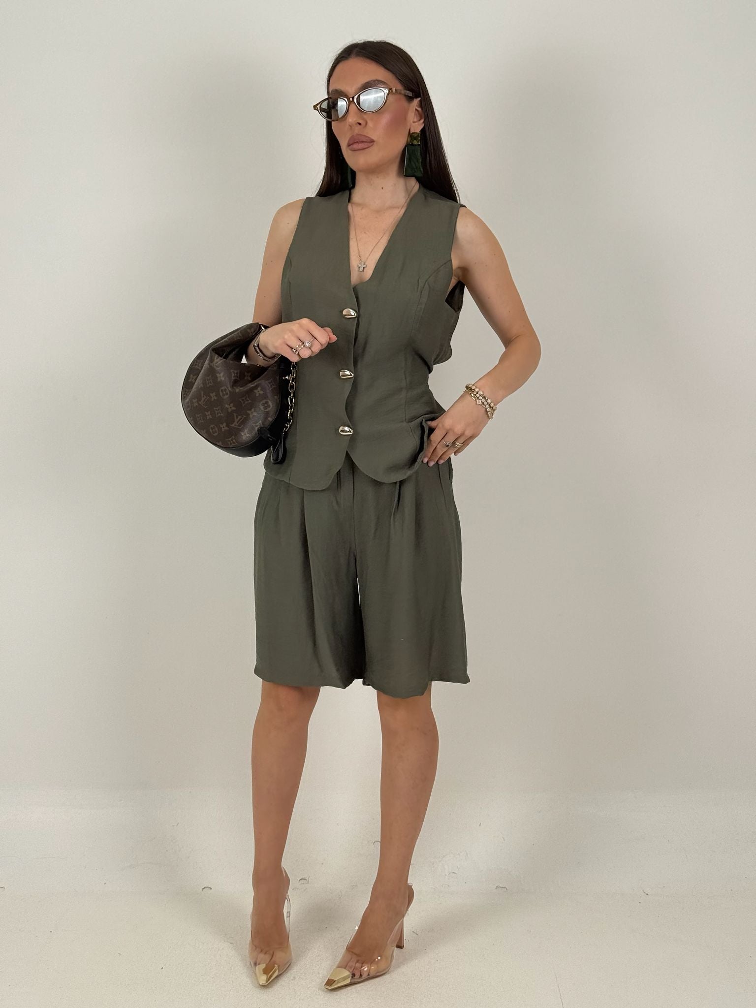 Cordset DOMINIQUE - Completo gilet e bermuda