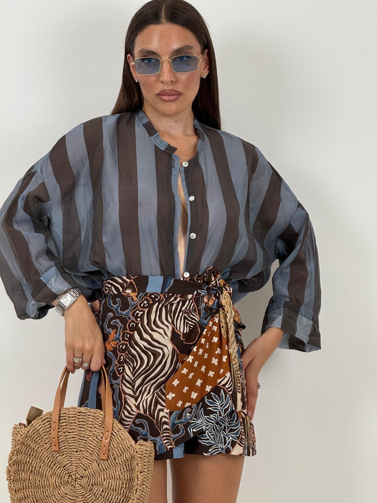 Camicia a righe MARRONE&amp; CELESTE