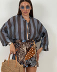 Camicia a righe MARRONE& CELESTE