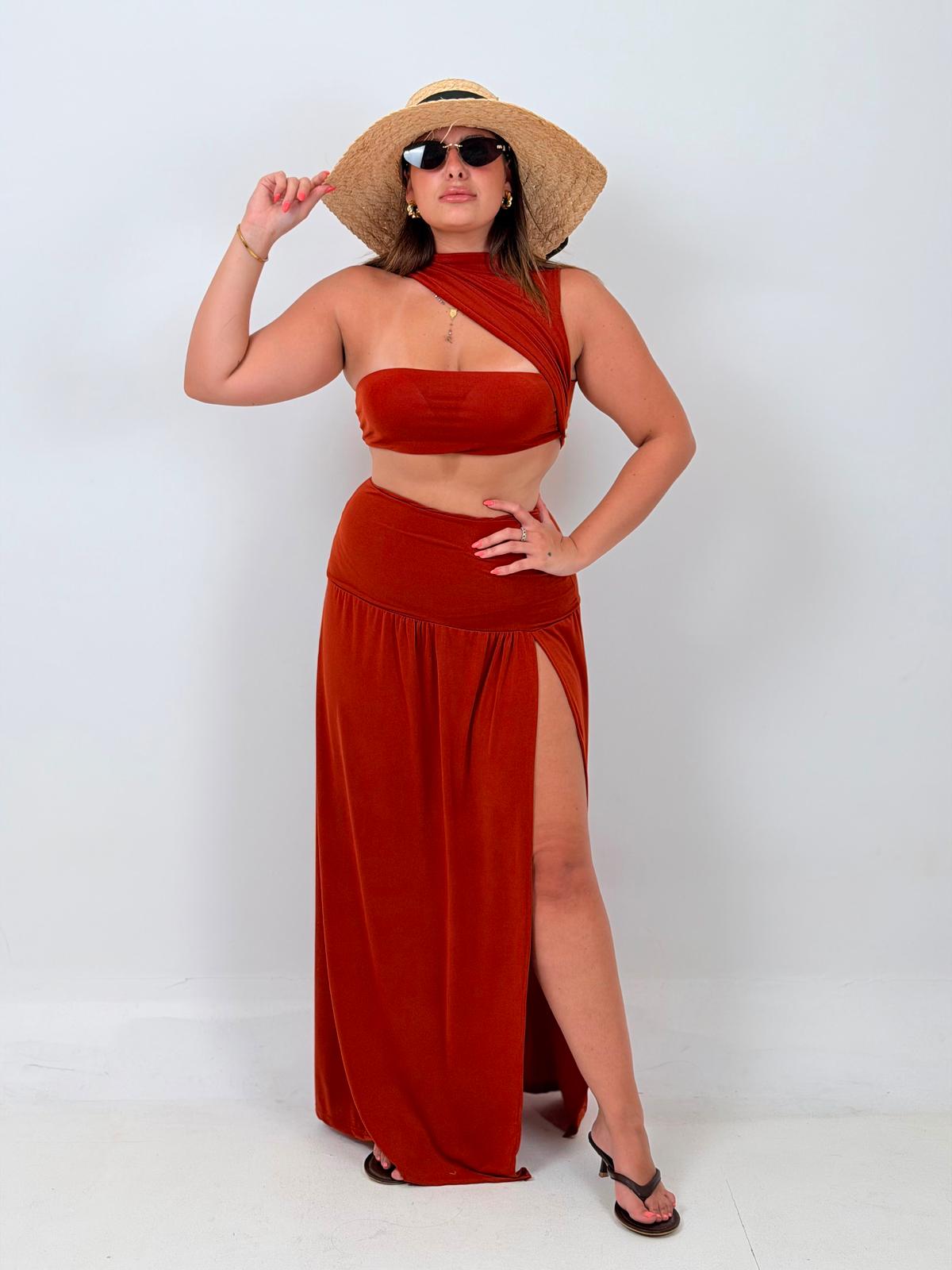 CURVY Cordset TROPEA - COMPLETO TOP E GONNA CON SPACCO