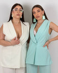 CURVY Tailleur KESSY - Tailleur sartoriale con giacca modello smanicato e pantalone palazzo