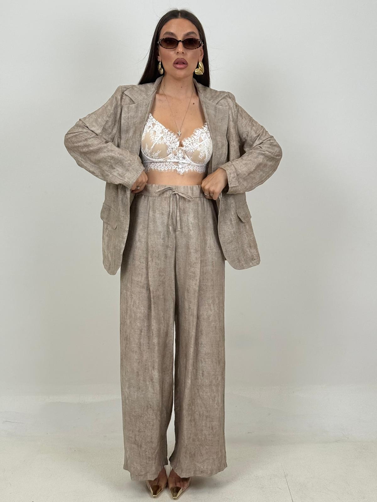 Tailleur CHIARA - Completo effetto lino con giacca monopetto e pantalone